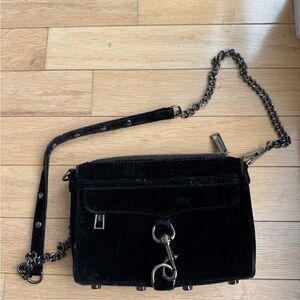 Rebecca Minkoff Black Chain Strap Women's Bag Velvet